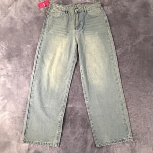 Emmiol Women's Light Blue Straight Leg Jeans 87% Cotton Denim 5-Pocket Zip